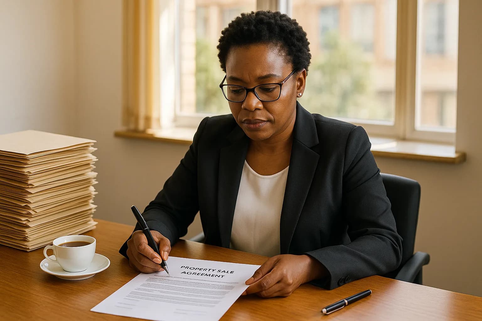 A South African conveyancer reviewing paperwork relating to a guarantee of funds in a property sale transaction.