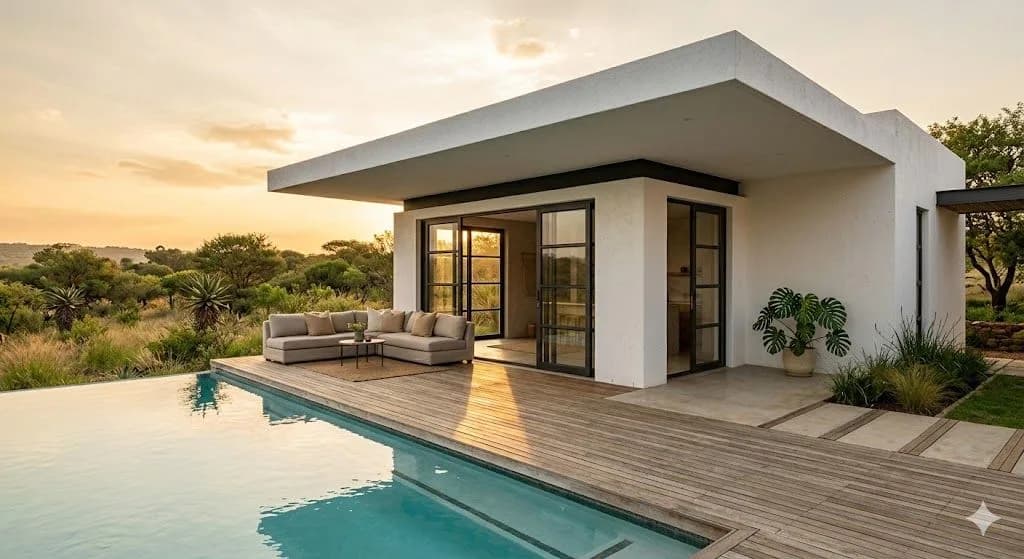 South African home presented for sale at golden hour