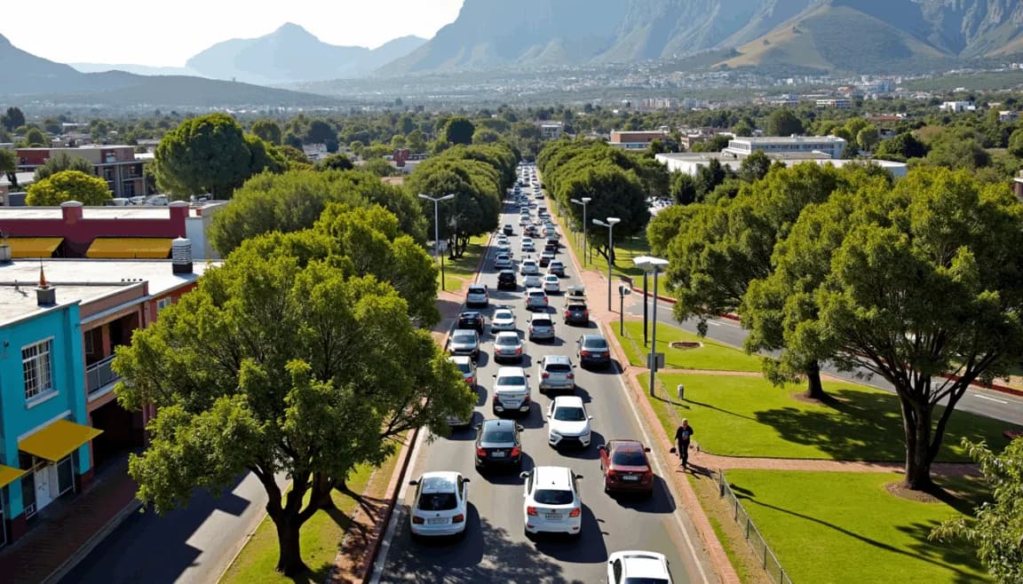 Heavy traffic in a South African Suburb