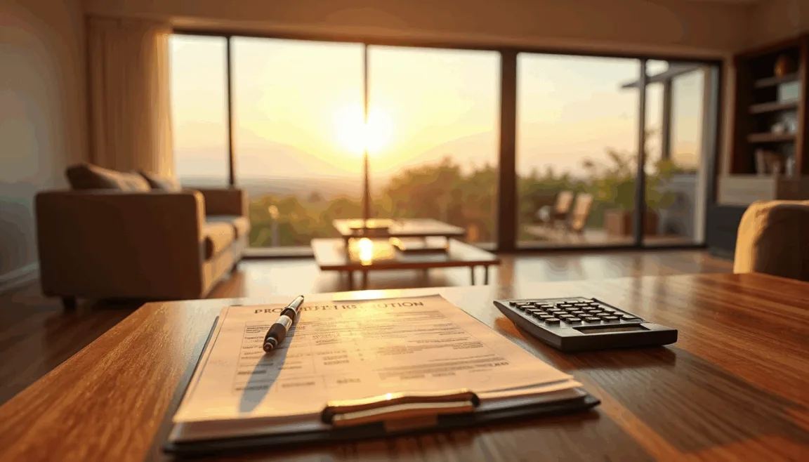 Offer to Purchase sitting on a modern table looking at a living room