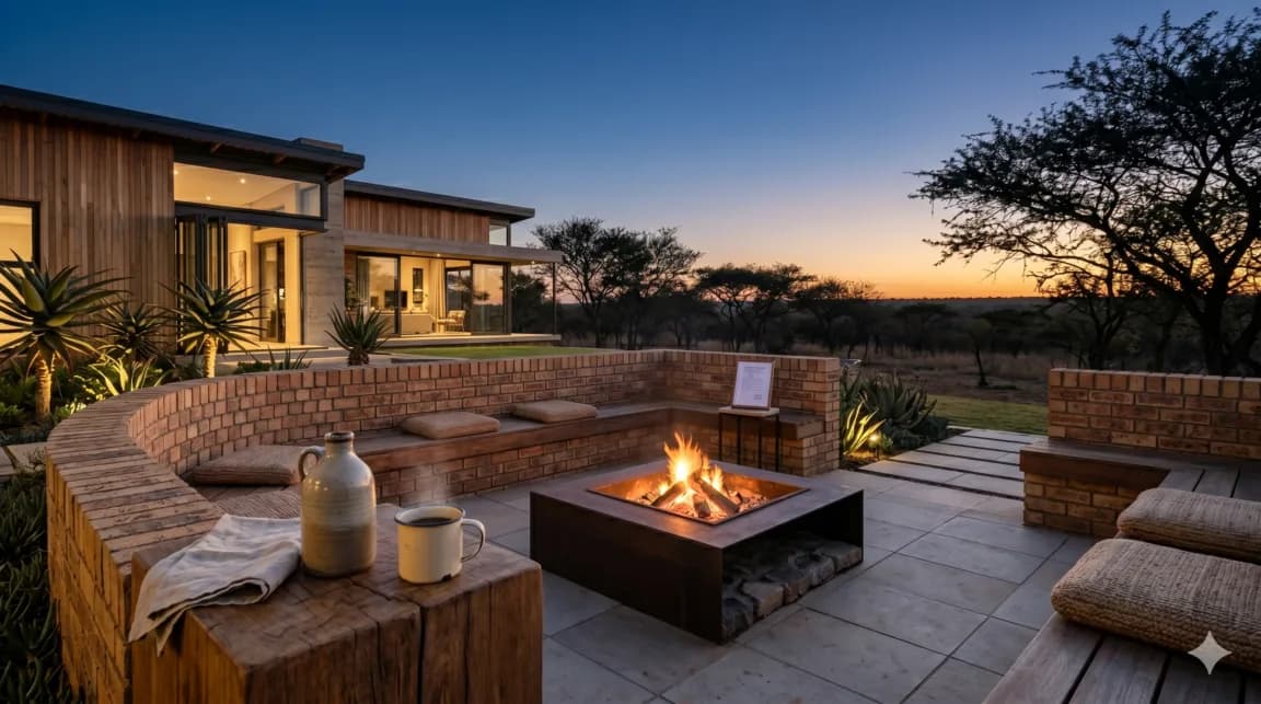 A tranquil boma patio area of a luxury home at dusk, illustrating the successful resolution of a potential material breach and the finalization of a secure property transaction.